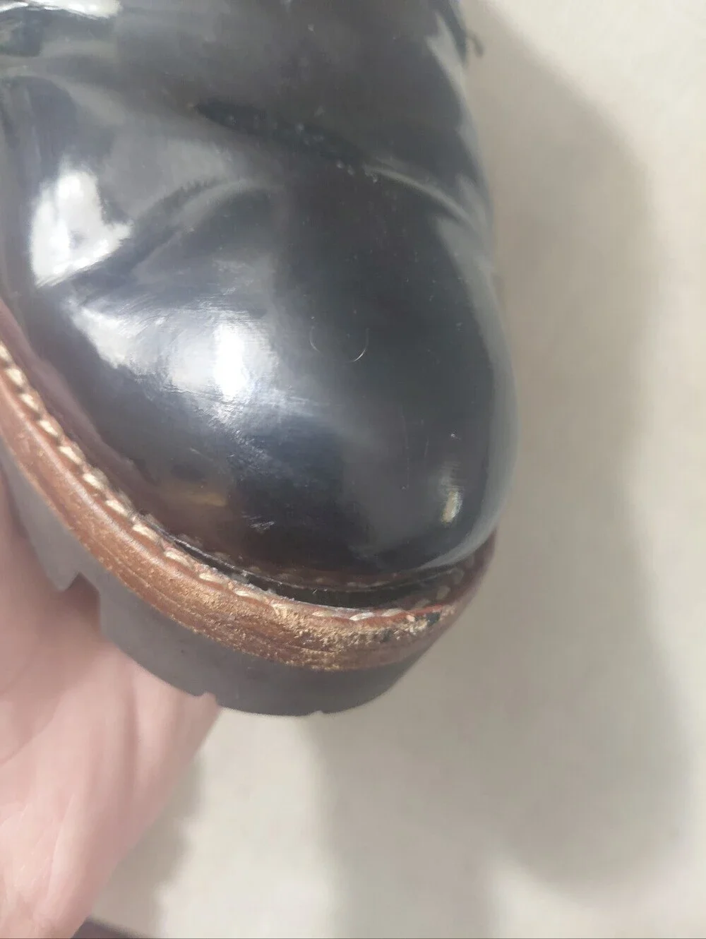 Jeffrey Campbell Black Patent Leather Lace-Up Lug Sole Oxfords Size 9.5